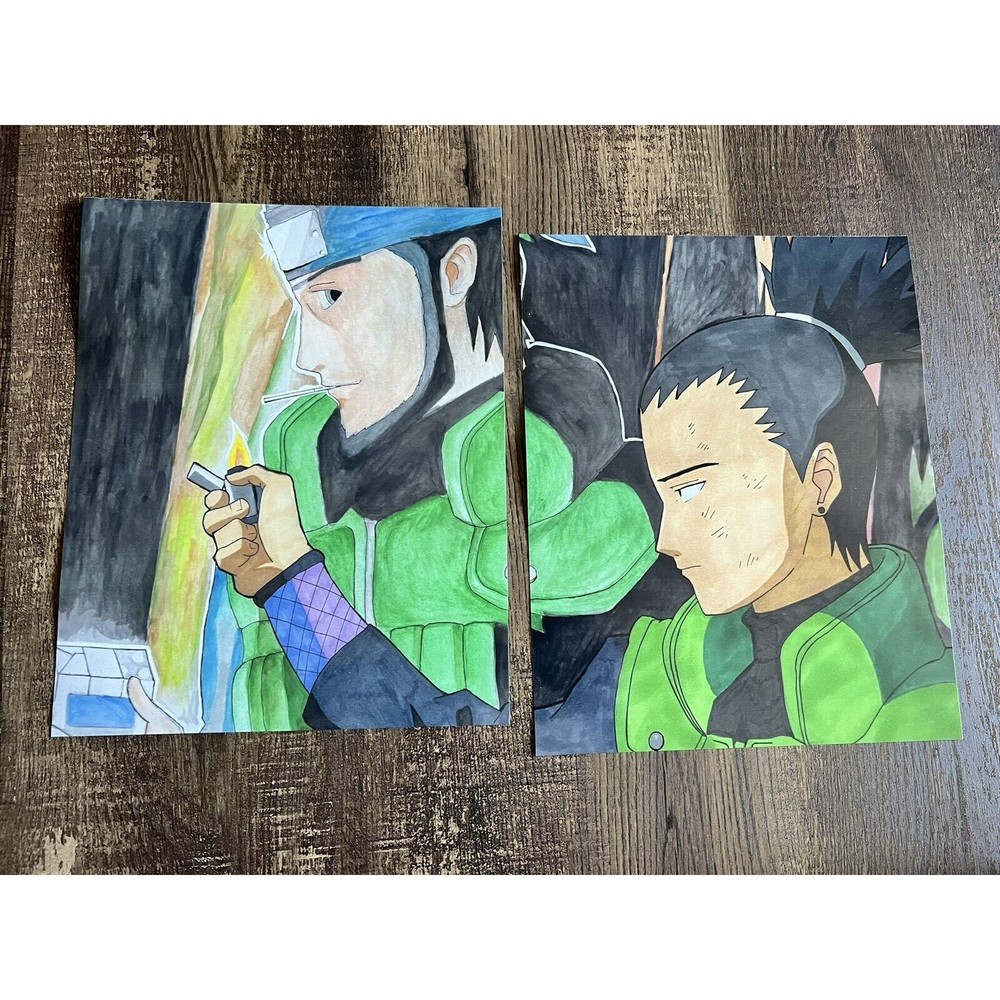 Naruto Shippuden Shikamaru Asuma 2-Panel Anime Art Print 8x10 Wall Art Itachi